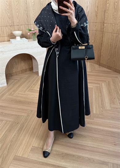 Biyeli Cupra Elbise Siyah