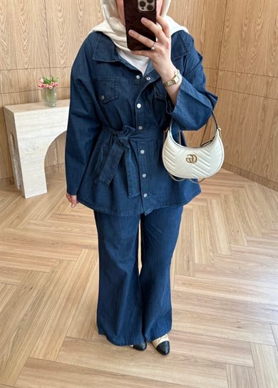 Bluey Kemerli Denim Takım Lacivert