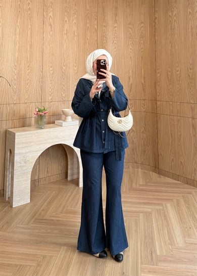 Bluey Kemerli Denim Takım Lacivert