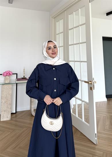 Bomber Ceketli Elbise Lacivert