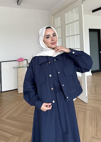 Bomber Ceketli Elbise Lacivert