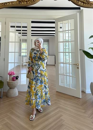 Çiçekli Soho Elbise Sarı 