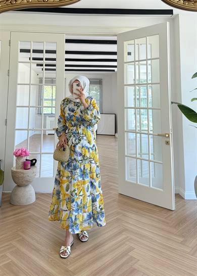 Çiçekli Soho Elbise Sarı 