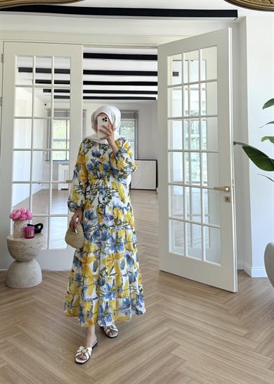 Çiçekli Soho Elbise Sarı 