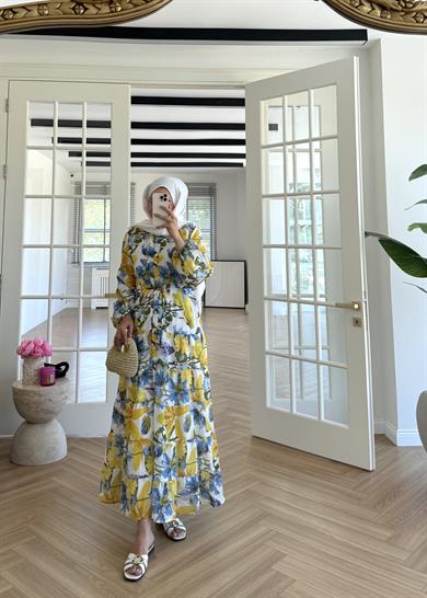 Çiçekli Soho Elbise Sarı 