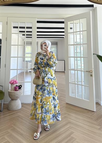 Çiçekli Soho Elbise Sarı 