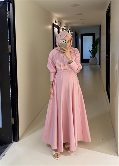 Cupra Tensel Taş İşlemeli Elbise Pembe