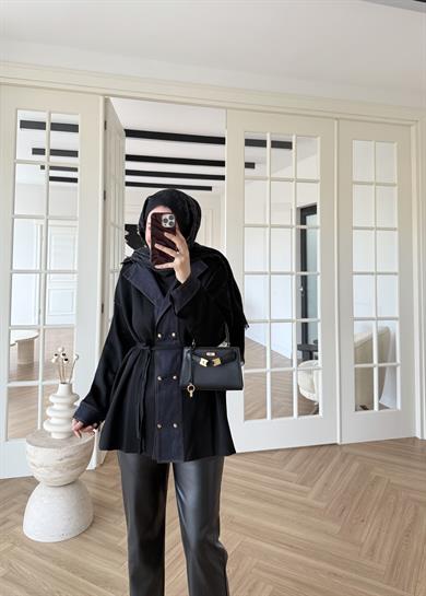 Denim Garnili Çelik Örme Hırka Siyah