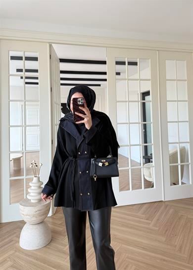 Denim Garnili Çelik Örme Hırka Siyah