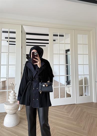 Denim Garnili Çelik Örme Hırka Siyah