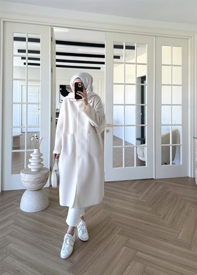 Deve Tüylü Cepli Kaban Ekru