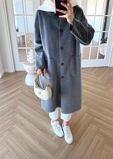 Deve Tüylü Cepli Kaban Gri