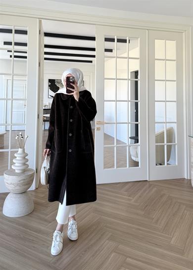 Deve Tüylü Cepli Kaban Kahverengi