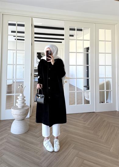 Deve Tüylü Cepli Kaban Siyah