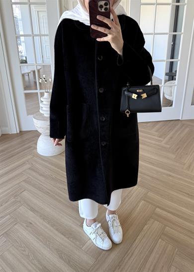 Deve Tüylü Cepli Kaban Siyah