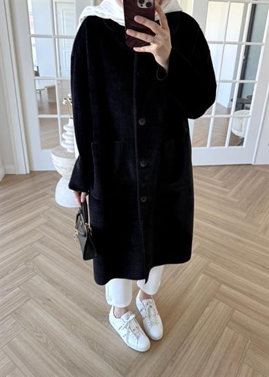 Deve Tüylü Cepli Kaban Siyah