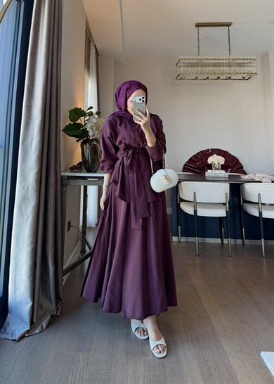 Dikiş Detaylı Bağlamalı Etekli Takım Burgundy