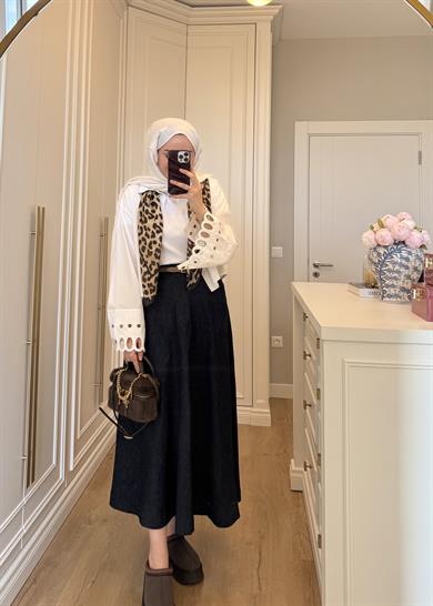 Dilimli Denim Etek