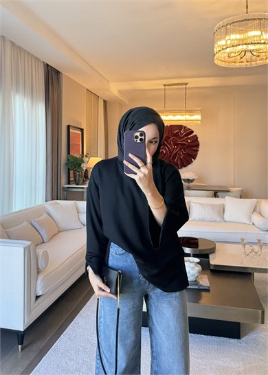 Dökümlü Modal Sweat Siyah