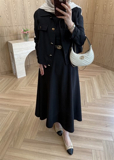 Elisa Ceketli Elbise Siyah
