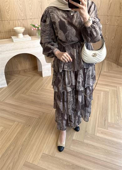 Ella Şifon Elbise Kahverengi