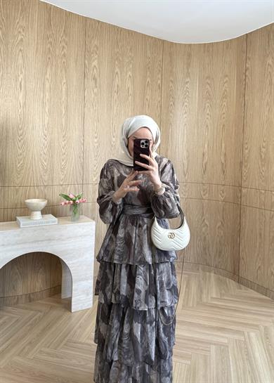 Ella Şifon Elbise Kahverengi