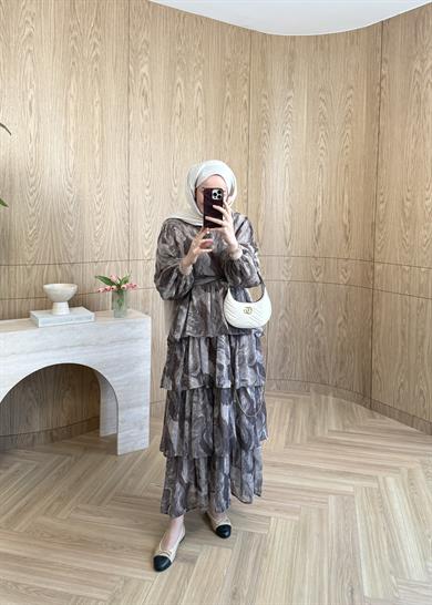 Ella Şifon Elbise Kahverengi