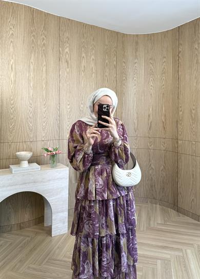 Ella Şifon Elbise Mürdüm