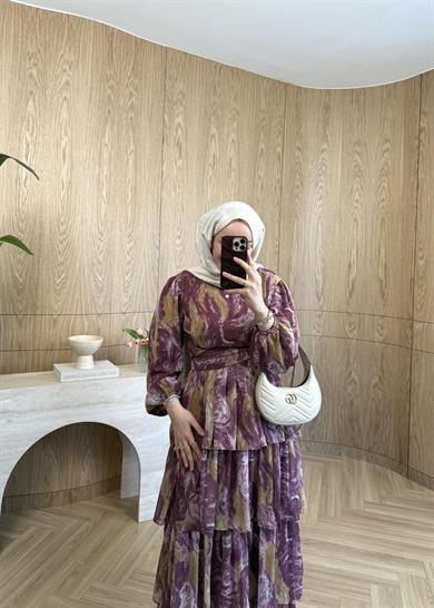 Ella Şifon Elbise Mürdüm