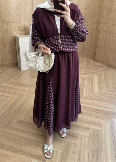 Elora Ççek Desen Takım Mürdüm 