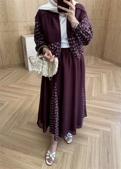 Elora Ççek Desen Takım Mürdüm 