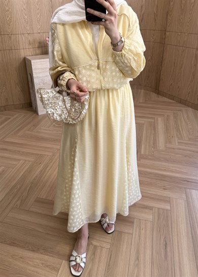 Elora Ççek Desen Takım Sarı 