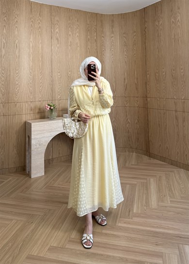 Elora Ççek Desen Takım Sarı 