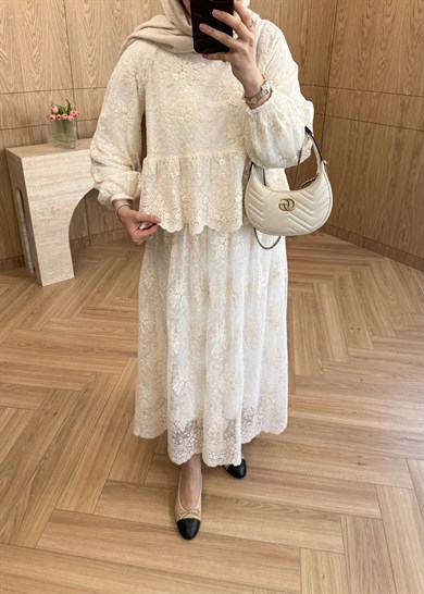 Esila Soft Dantel Takım Ekru 
