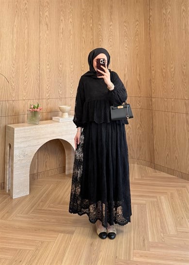 Esila Soft Dantel Takım Siyah