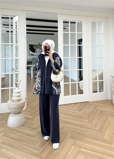 Esla Desenli Oysh Takım Lacivert