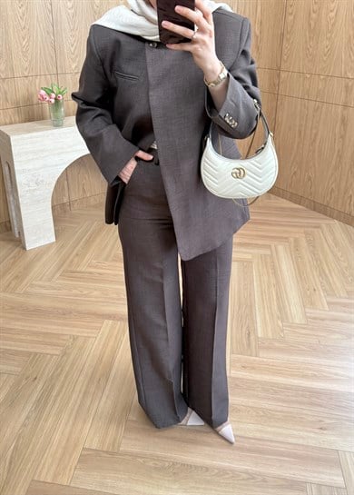 Fantastic Tek Düğmeli Blazer Kahverengi