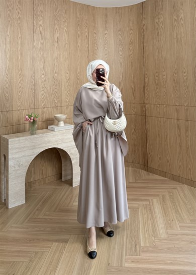 Feral Şal Detaylı Elbise Taş