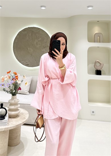 Feray Pantolon Takım Pembe