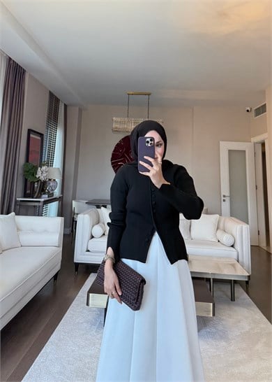 Fitilli Triko Hırka Siyah