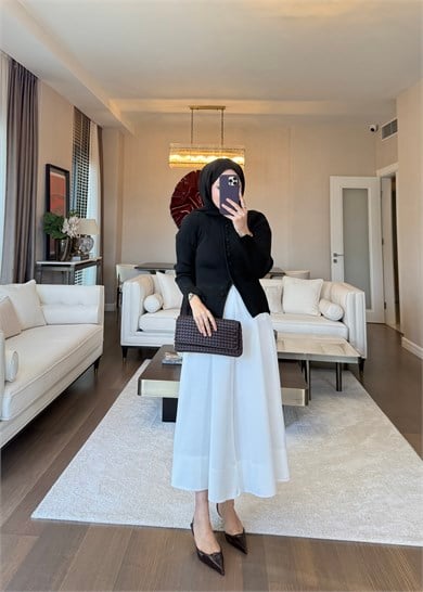 Fitilli Triko Hırka Siyah