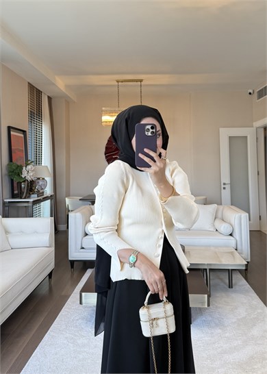 Fitilli Triko Hırka Vanilya