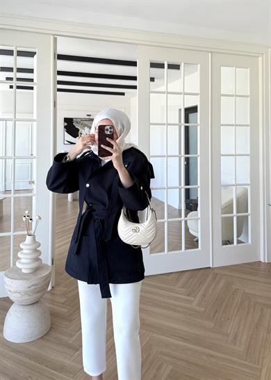 Gabardin Trenç Lacivert 