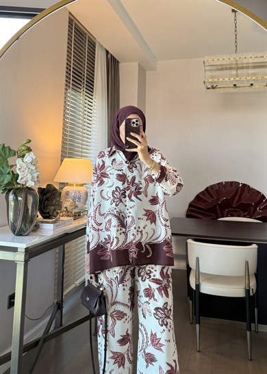 Gisa Desenli Takım Bordo