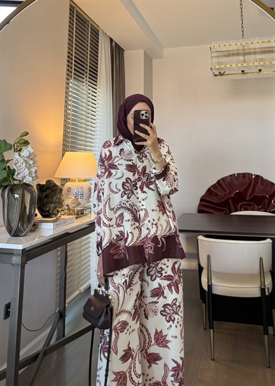 Gisa Desenli Takım Bordo