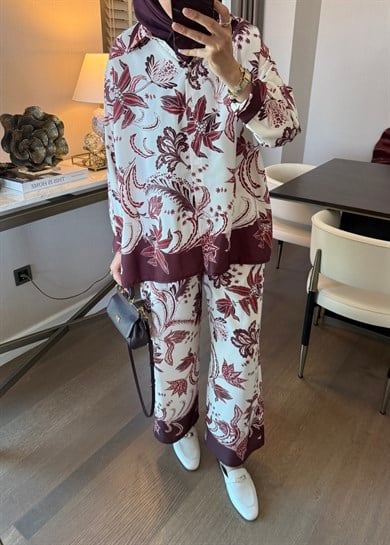 Gisa Desenli Takım Bordo