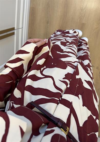 İpek Cupra Desenli Takım Bordo