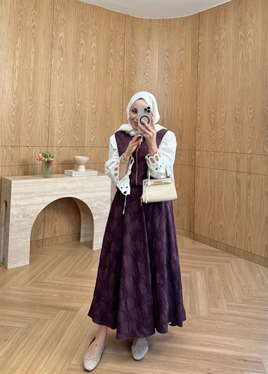Jakarlı Etekli Takım Burgundy