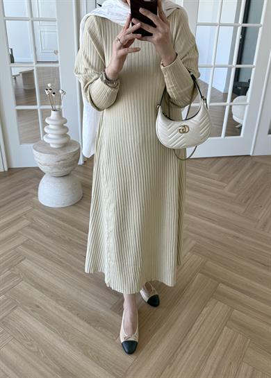 Jully Triko Elbise Bej