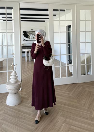 Jully Triko Elbise Bordo